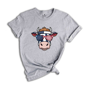 Oh My Stars Cow Shirt, Highland Cow shirt, Highland Cow With 4th July, American Flag Shirt, Fourth Of July Tee, Independence Day