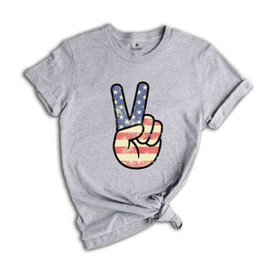 America Peace T-Shirt, America Shirt, Patriotic Shirt, Peace Sign Tee, 4th Of July Celebrations Shirt, Independence Day Shirt