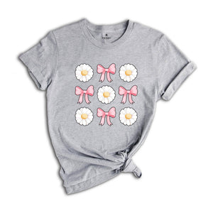 Coquette Daisy Shirt, Coquette Shirt, Bowknot Shirt, Daisies Shirt, Cute Summer Shirt, Daisy Shirt, Flowers Shirt, Bows Shirt, Pink Bow Tee