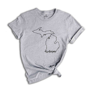 Michigan State Shirts, Michigan State Map Shirt, Michigan Travel Gifts, Michigan Clothing, Michigan Shirt, Michigan Apparel, Michigan Hoodie