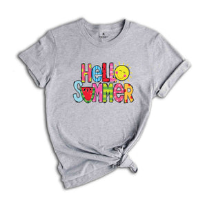 Hello Summer T-Shirt, Summer Break Shirt, Vibrant Summer Shirts, Beach Shirt, Summer Vacation Gifts, Summer Trip Matching Shirts