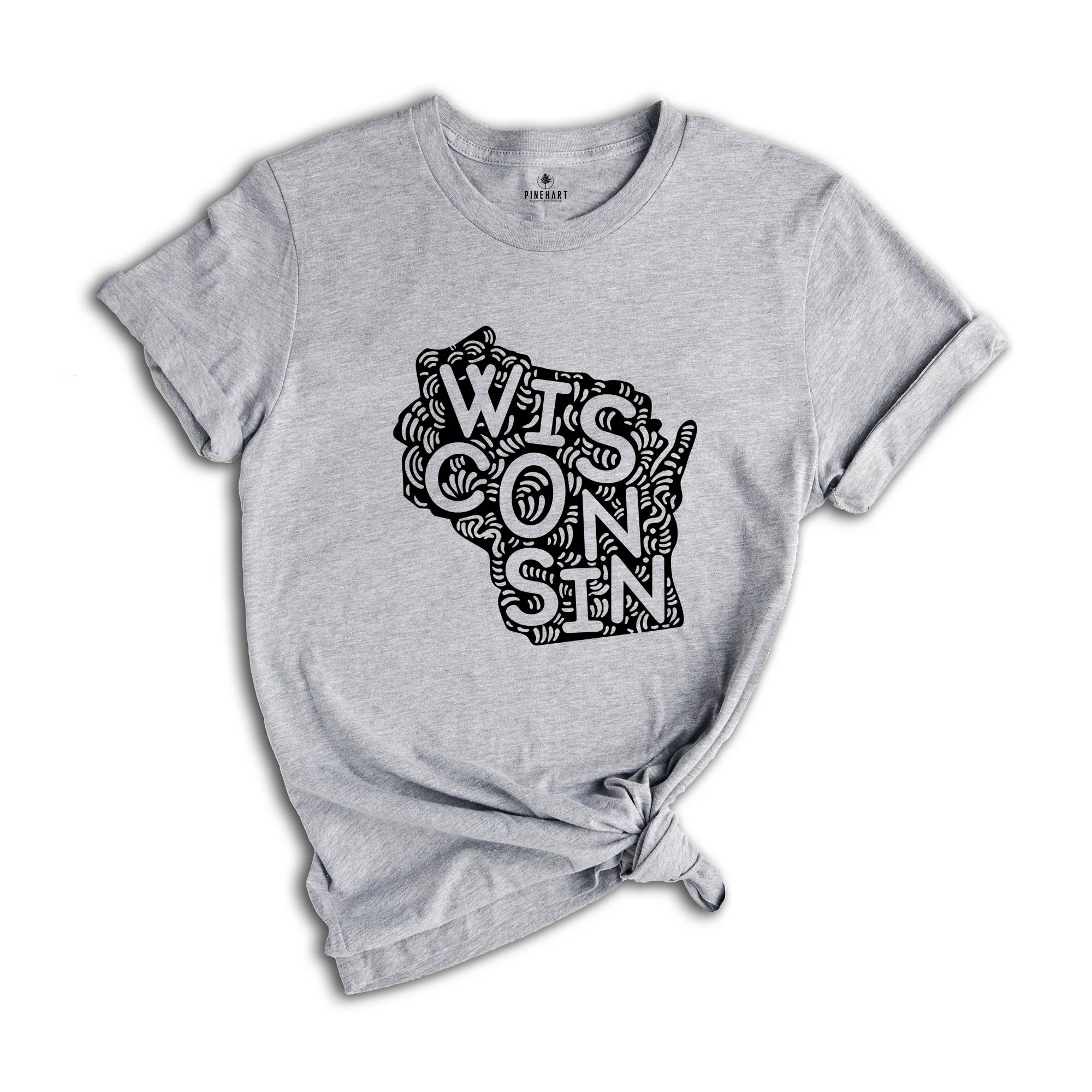 Wisconsin State Shirt, Wisconsin State Map Shirt, Wisconsin Travel Gifts, Wisconsin Clothing, Wisconsin Apparel