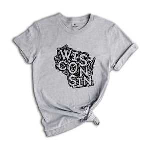 Wisconsin State Shirt, Wisconsin State Map Shirt, Wisconsin Travel Gifts, Wisconsin Clothing, Wisconsin Apparel