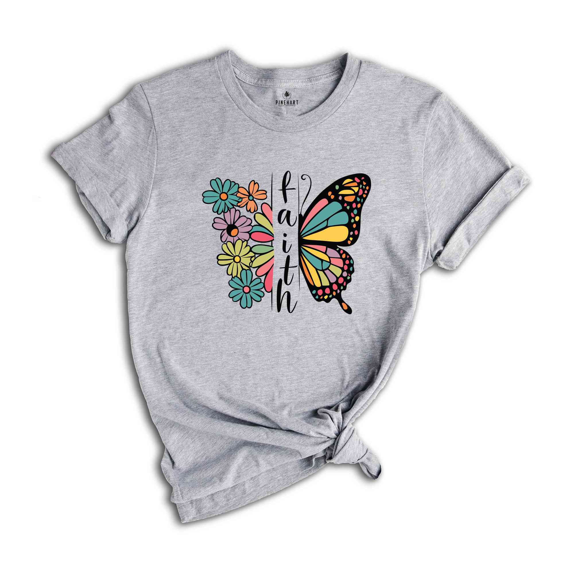 Floral Faith Christian T-Shirt, Flower Butterfly Faith Shirt, Religious Shirt, Faith Christian Apparel