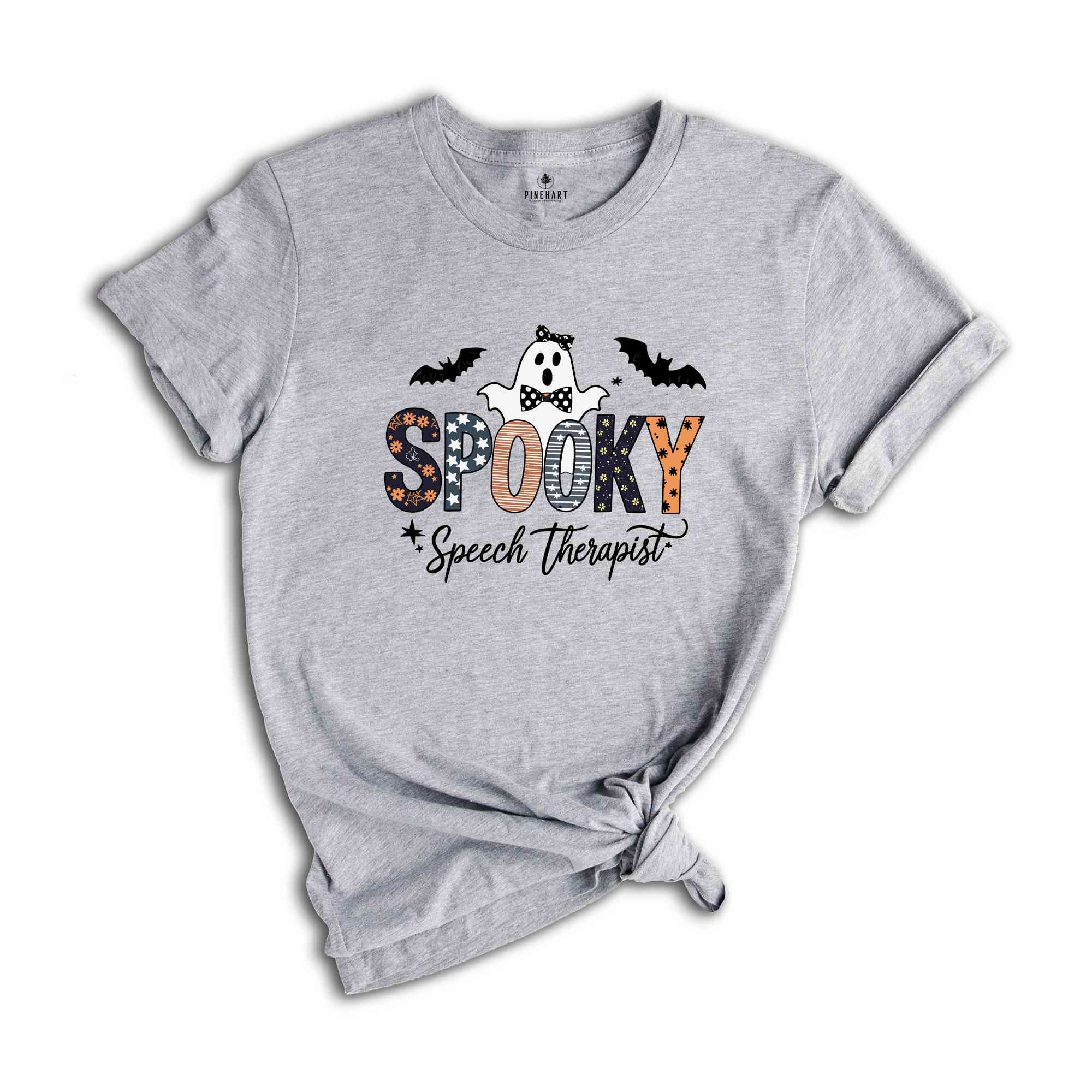 Spooky Speech Therapist Shirt, SLP Speech Therapist Halloween Shirt, Speech Language Pathologist Gift, Sign Language Shirt