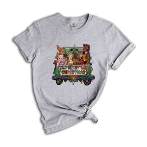 Farm Animals Christmas Shirt, Merry Christmas Shirt, Christmas Cow Shirt, Highland Cow Farm Shirt, Christmas Farmer Shirt, Cow Lover Shirt