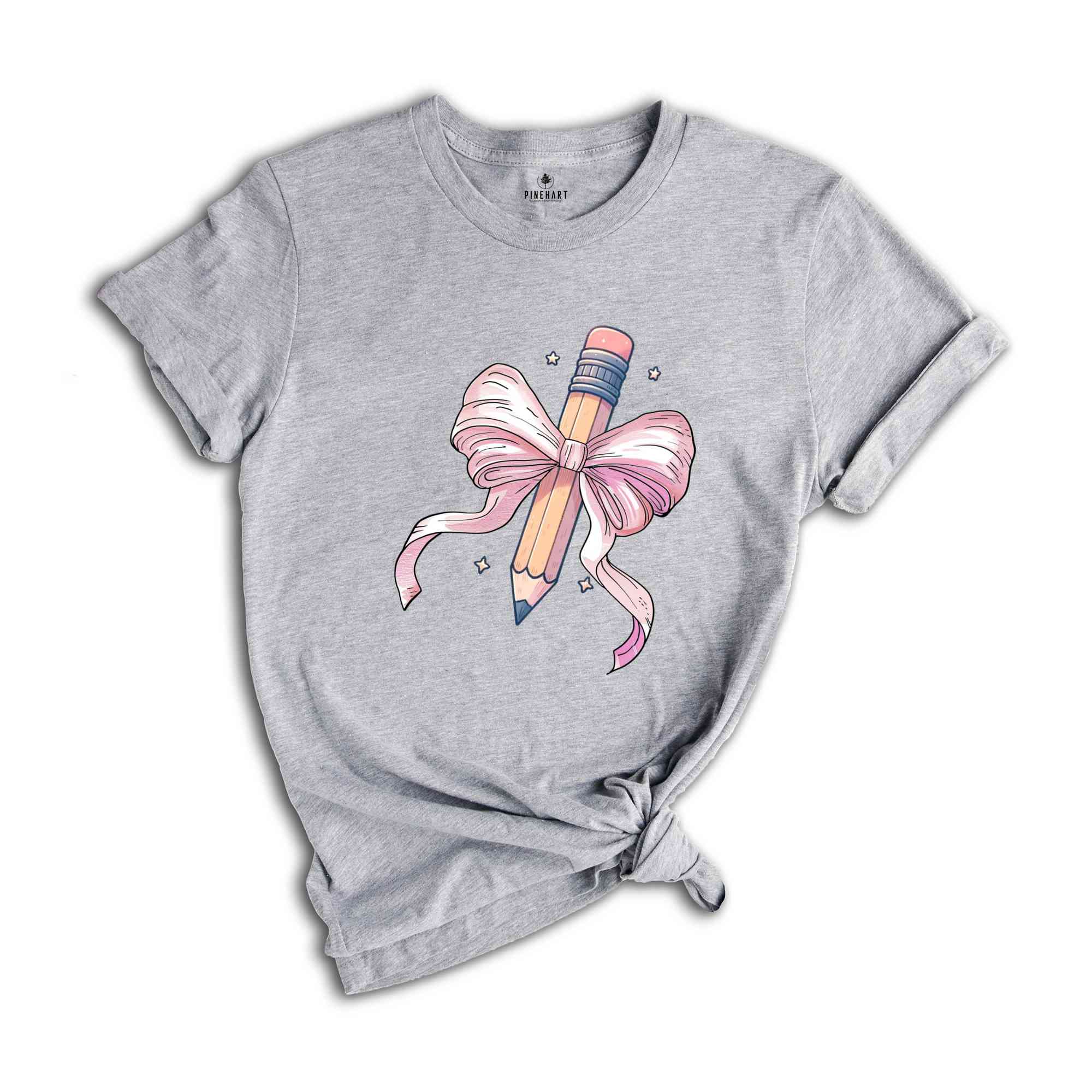 Coquette Teacher T-shirt, Coquette Pencil Bow T-shirt, Back To School Tee, Teacher Appreciation Gift, Gifts For Teachers