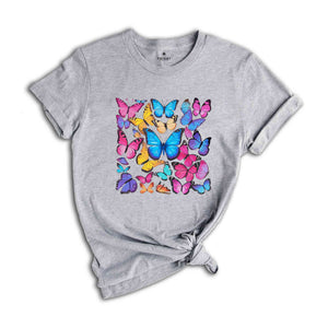 Rainbow Butterfly T-shirt, Cute Butterfly Gift, watercolor Butterflies Shirt, Cute Gift for Women, Summer Shirt, Cute Butterfly Shirt