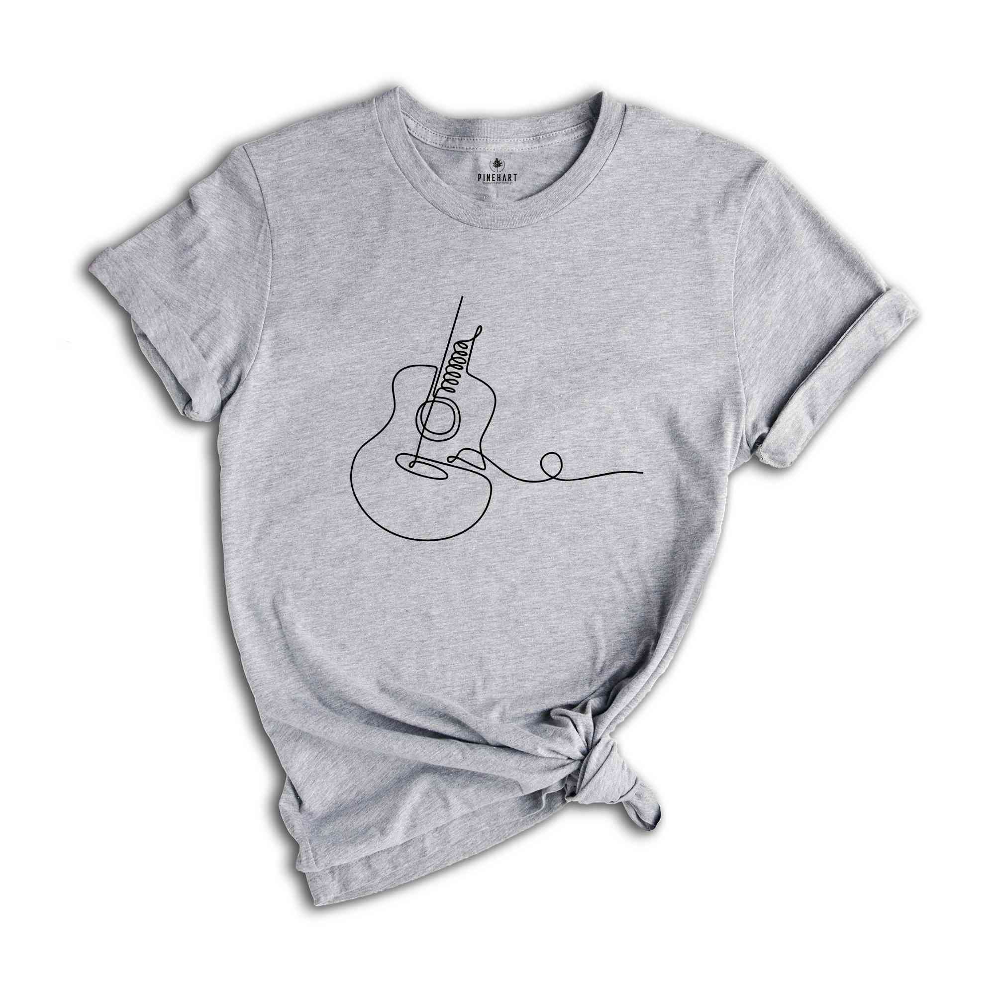 Acoustic Guitar T-Shirt, Musician Tee, Line Art Apparel, Guitar Player Tee, Cool Band Tee, Music Lover Artist Tee