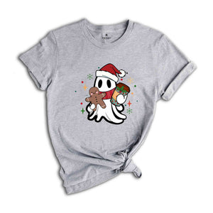 Cute Christmas Ghost With Coffee Shirt, Coffe Lover Christmas Shirt, Ghost Shirt, Cute Christmas Shirt, Christmas Gift, Coffee Shirt