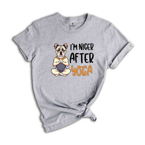 I'm Nicer After Yoga Shirt, Yoga Dog Shirt, Yoga & Dogs Lovers Shirt, Gift For Yoga Trainer, Yoga Trainer T-shirt, Dog Lover T-shirt.