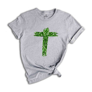 Green Cross Shirt, Christian Cross Shirt, Saint Partricks Day Cross Shirt, Christian Shirt, Christian Cross Tee