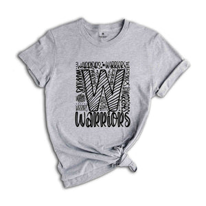 Team Mascot T-Shirt, Warriors Team Shirt, Warriors Football Tee, Warriors Fan Gift, Warriors School Shirt, Warriors School Spirit