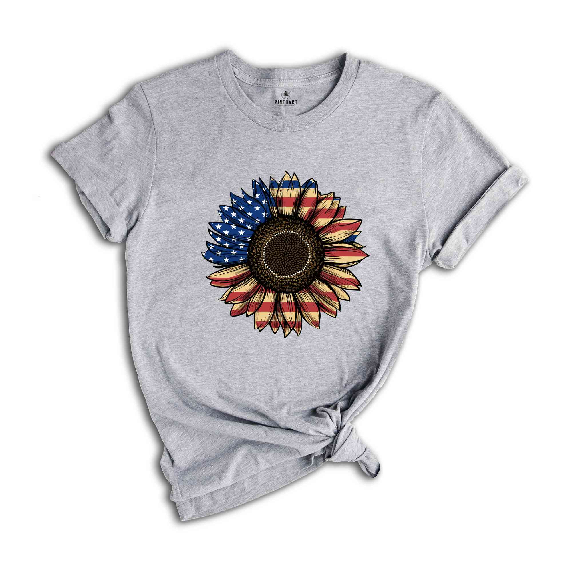 America Sunflower Shirt, USA Flag Flower T Shirt, Gift For American, 4th Of July Flag Graphic T-Shirt, Freedom TShirt, Independence Shirt