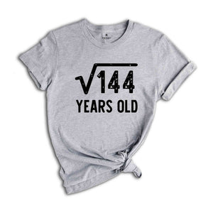 Square Root of 144 Shirt, 12th Birthday Shirt, 12th Year Old Gift, 12th Birthday Gift Shirt, Sweet Twelfth Shirt, Born In 2012 Shirt