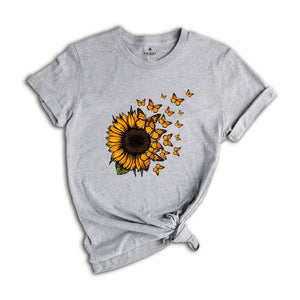 Sunflower Butterfly Shirt, Butterfly Tee, Sunflower Shirt, Floral Shirt, Love Butterfly Shirt, Sunflower Tshirt, Gardener Tee