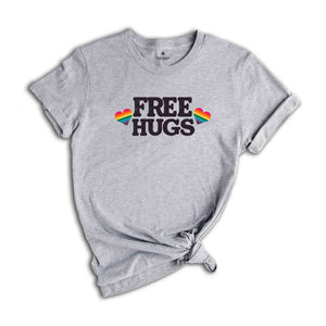 Free Hugs Rainbow Heart Shirt, Pride Month Shirt, Rainbow Heart Shirt, Hug T-shirt, LGBT Hug Tshirt, Rainbow Flag Heart Tee