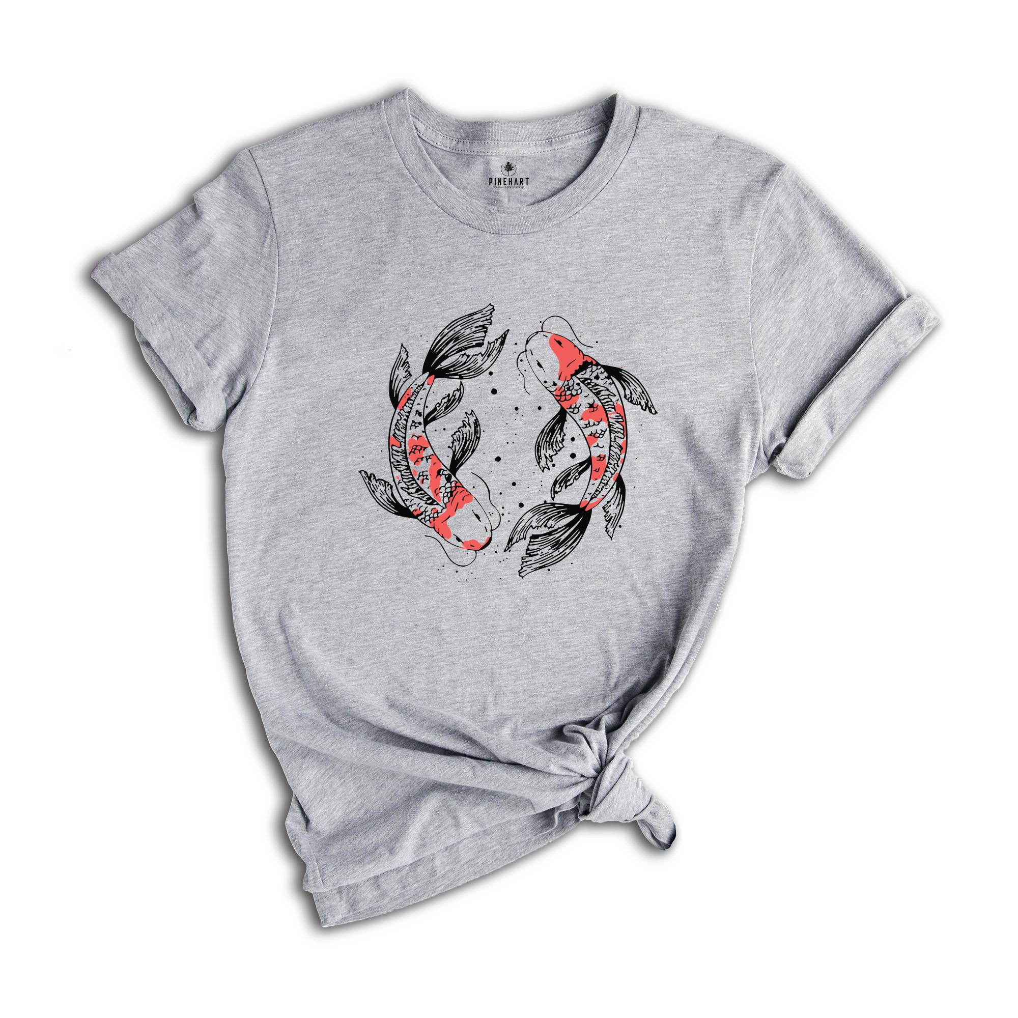 Japanese Street Wear, Japanese Art T-Shirt, Koi Fish Tee, Japanese Koi Fish, Yin Yang Art Drawing Shirt, Cute Animal Gift