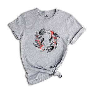 Japanese Street Wear, Japanese Art T-Shirt, Koi Fish Tee, Japanese Koi Fish, Yin Yang Art Drawing Shirt, Cute Animal Gift