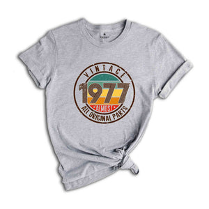 Vintage 1977 All Original Parts Shirt, 47th Birthday Shirt, 1977 Birthday Shirt, Retro 47th Birthday TShirt, 47 Years Birthday Shirt