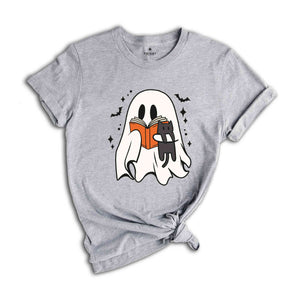 Cute Bookish Ghost Shirt, Boo Shirt, Halloween Librarian Shirt, Spooky Season Shirt, Bookworm Gift, Ghost Reading Book Shirt, Spooky Shirt