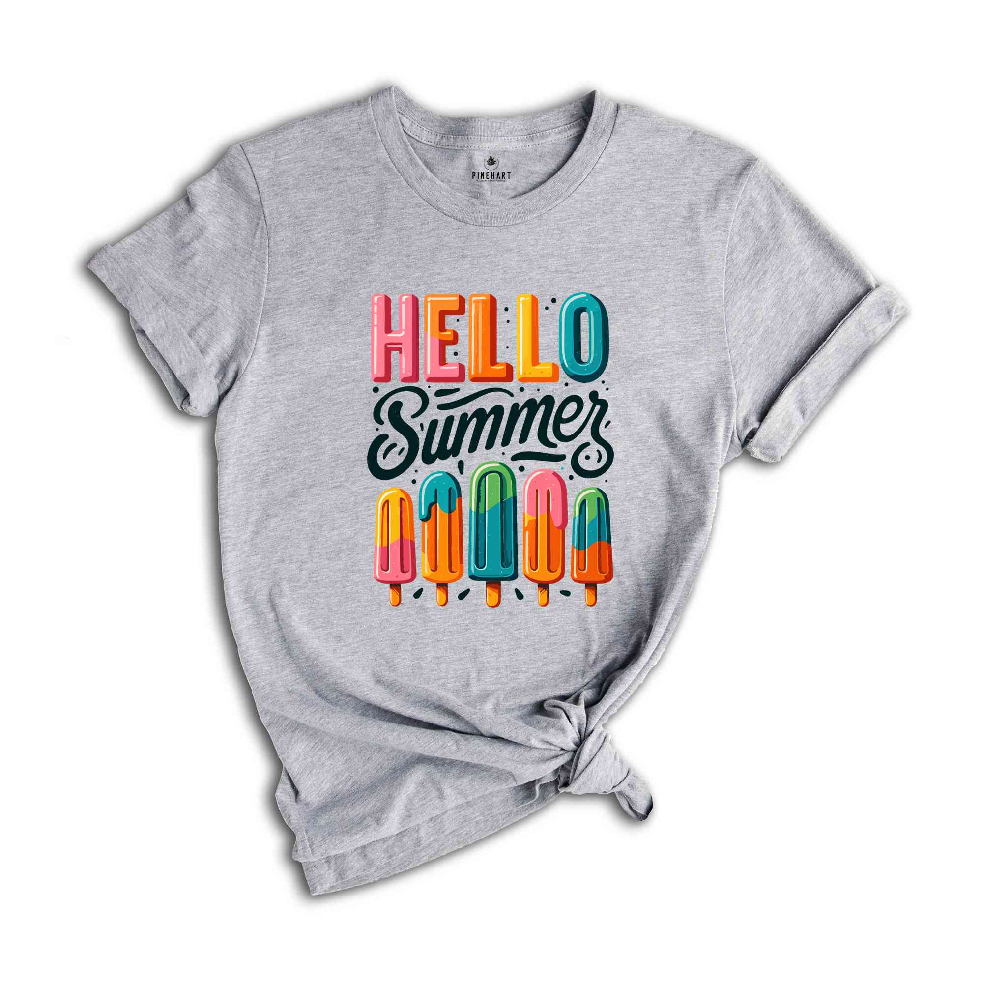 Hello Summer Shirt, Popsicle Written Summer Welcome Shirt, Colorful Holiday Shirt, Family Vacation Apparel, Gift for Traveler