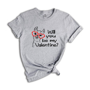 Will You Be My Valentine Llama Shirt, Funny Valentines Day Gift, Cute Llama Valentines Tee, Happy Valentines Day Shirt