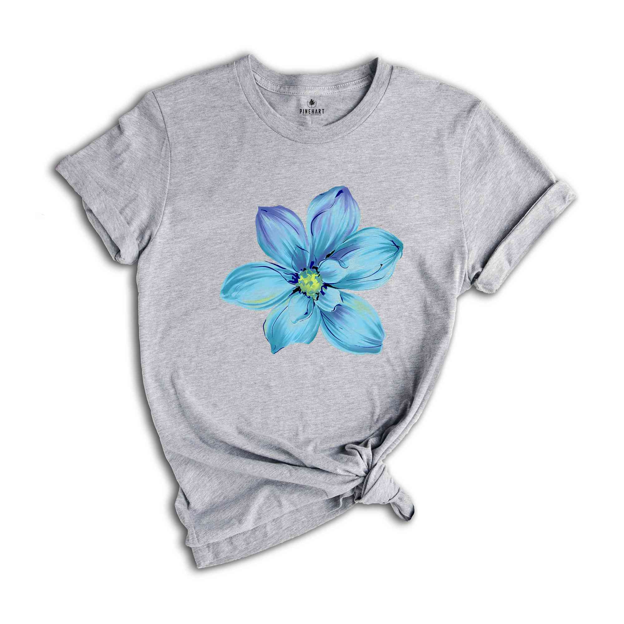 Blue Watercolor Flower Shirt, Daisy Flower Shirt, Plants Lover Gift, Botanical Shirt, Plant Mom Shirt, Flower Shop Shirt