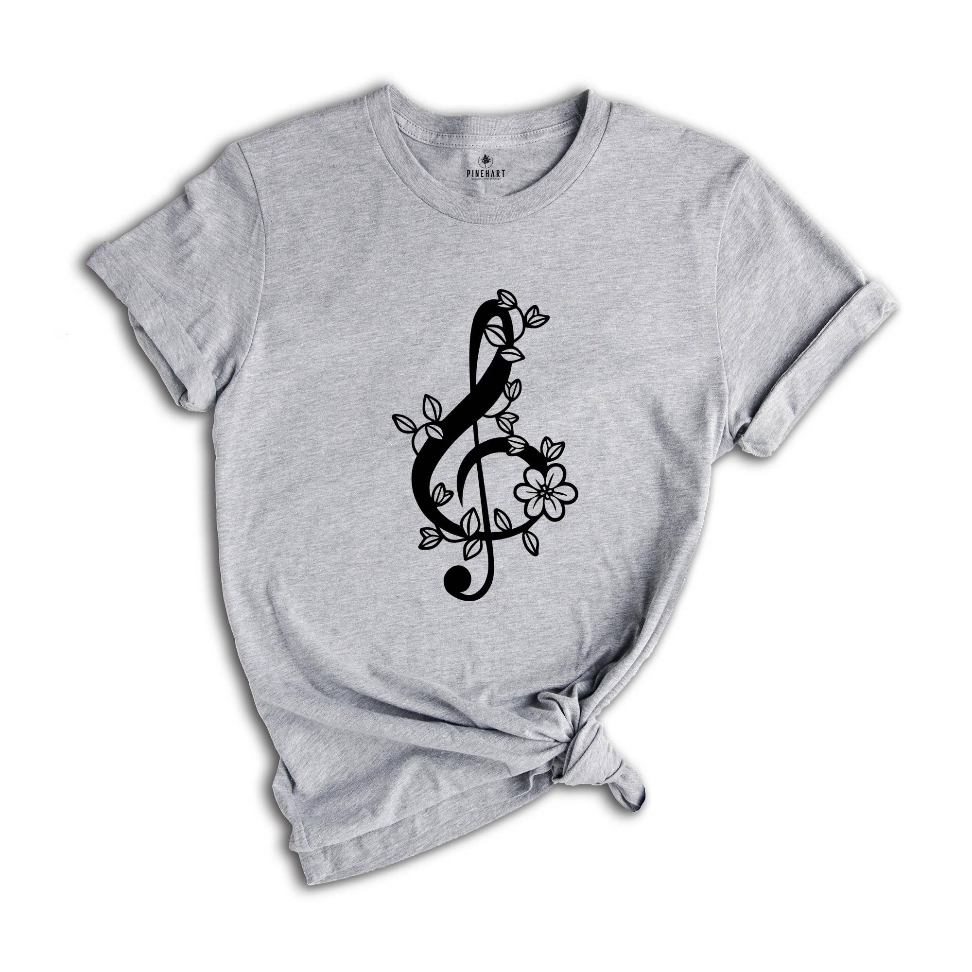 Floral Music Notes T-shirt, Music Teacher Shirt, Musician Gifts, Piano Tee, Music Notes Apparel, Funny Pianist Gift