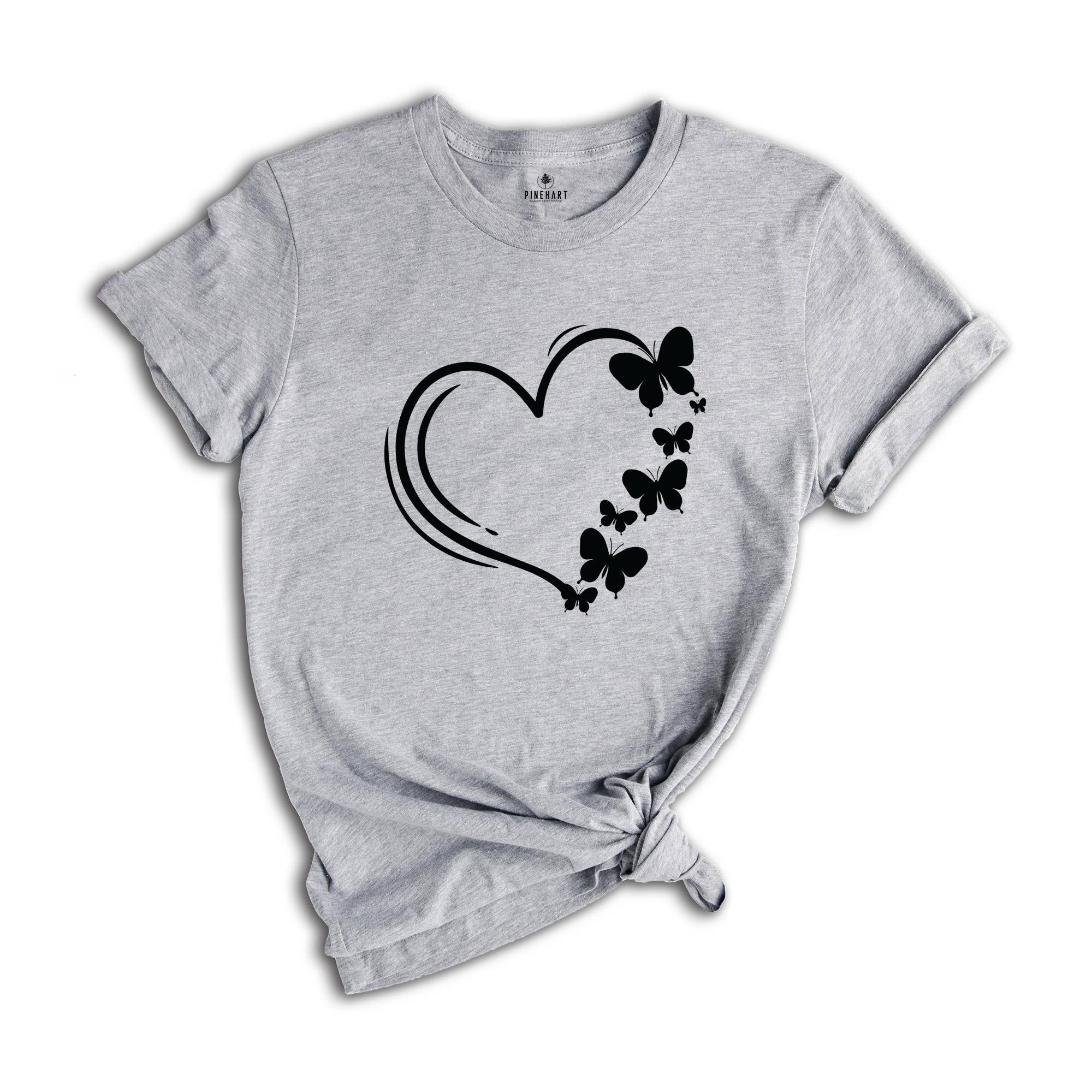 Heart Butterflies Shirt, Heart Shirt, Butterfly Shirt, Summer Valentine's Day Shirt, Valentine's Day Shirt, Valentine Shirt, Love Shirt