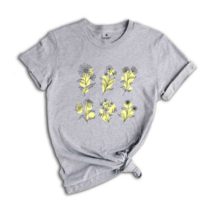 Wild Flower Shirt, Botanical Tee, Floral Tee, Flowers Shirt, Summer Shirt, Botanical Wild Flower Shirt,Plant Lover Tee.