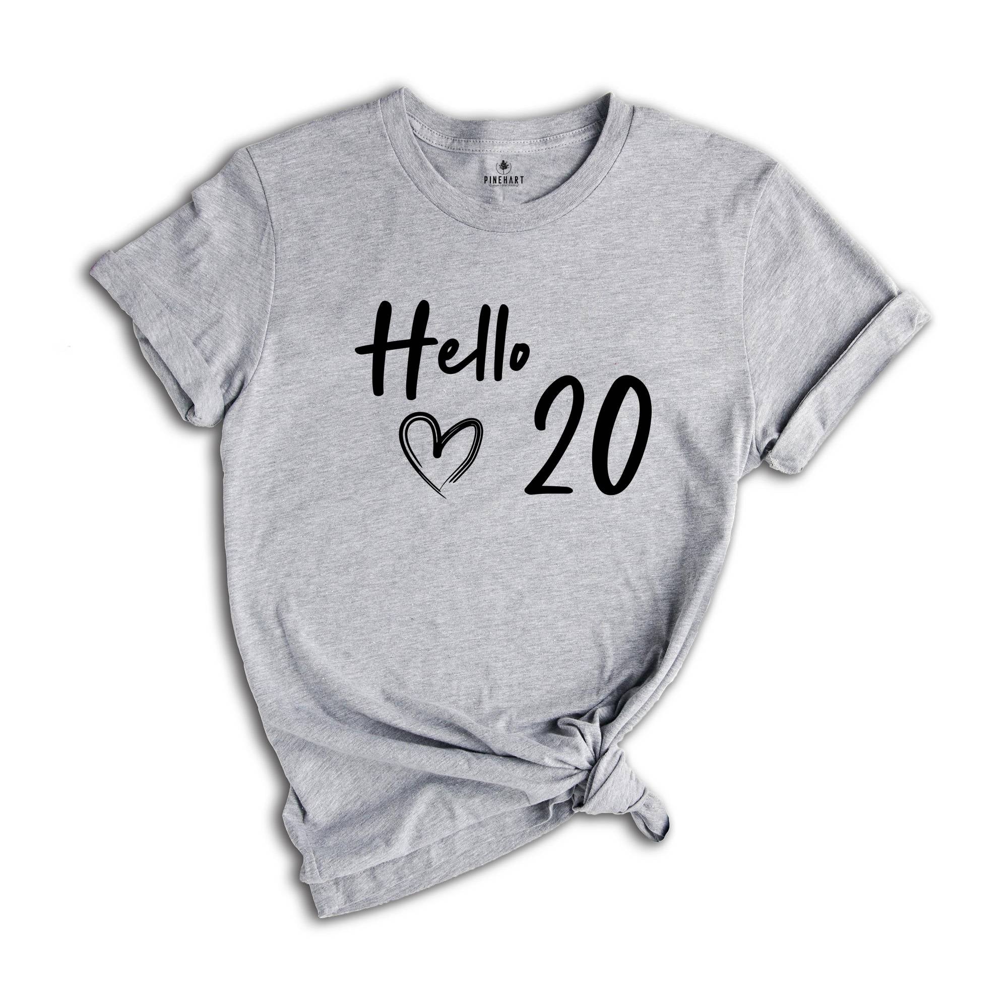 20th Birthday Shirt, Hello 20 T-Shirt, 2004 Birthday Shirt, 20th Birthday Gift, Twenty And Fabulous, 2004 birthday tee