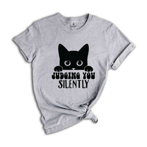 Judging You Silently T-Shirt, Cute Cat Shirt, Cat Peeking T-Shirt, Cat Lovers Shirt, Funny Cat Apparel