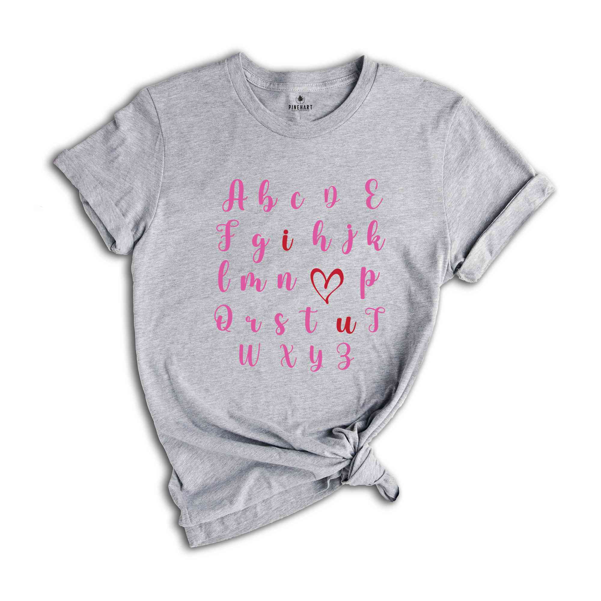 Alphabet Valentine Tee, Valentine Day Gift, Teacher Valentine Shirt, ABC Valentine T-shirt, Retro Valentine Shirt