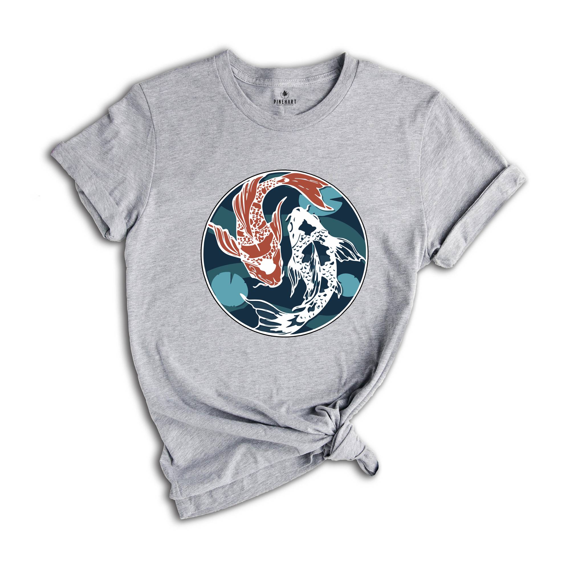 Japanese Street Wear, Japanese Art T-Shirt, Koi Fish Tee, Japanese Koi Fish, Yin Yang Art Drawing Shirt, Cute Animal Gift