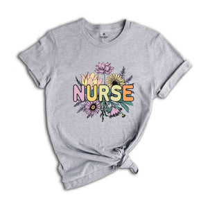 Nurse Flower Shirt, Gift For Nurse, Nursing Student Shirt, Registered Nurse, Graduation Shirt, Nursing School Tee, RN Tee, Nurse Shirt