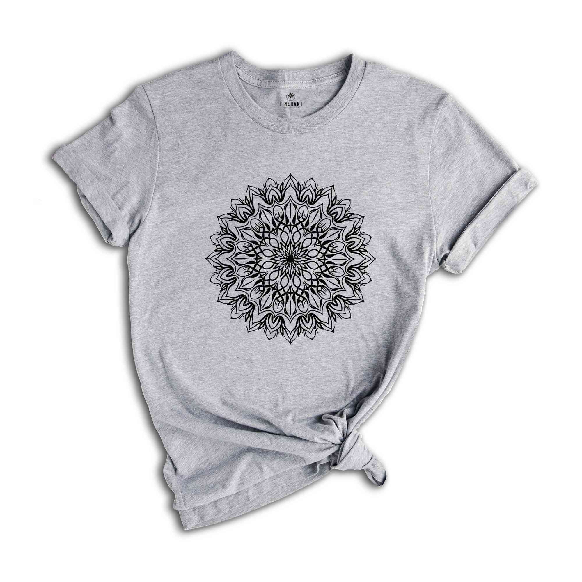 Mandala Lotus Shirt, Mandala T-Shirt, Lotus Shirt, Flower Shirt, Yoga Shirt, Minimalist Tee, Meditation T-Shirt