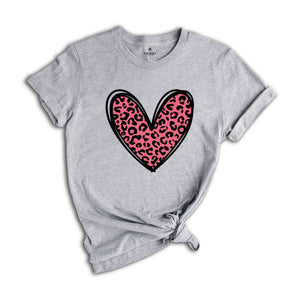 Leopard Heart T-Shirt, Heart Shirt, Love Shirt, Leopard Print Shirt, Leopard Print Shirt, Cute Heart Shirt For Women