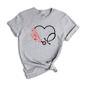 Valentine's Day Stethoscope Shirt, Valentine Nurse Tee, Valentine Doctor Tshirt, Heart Stethoscope, Valentine Day Nurse Gift