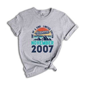 One Of A Kind Limited Edition Birthday 2007 Shirt, 17 Years Old Shirt, Birthday Party Shirt, Birthday Shirt, Family Birthday Party