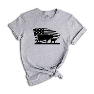 USA Cow Farm Shirt, Farm Cow T-Shirt, Farmer Cow Tee, Farm Animal Shirt, Farmer American Flag Shirt, Farmer Gift