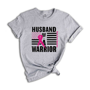 Breast Cancer Awareness Vneck TShirt, USA Flag Graphic Tees, Cancer Support Gift, Fighter Clothing, Gift for Her, Husband Of A Warrior Shirt