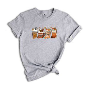 Fall Coffee Pumpkin T-Shirt, Halloween Shirt, Coffee Latte Shirt, Fall Shirt, Retro Halloween Shirt, Pumpkin Coffee Shirt