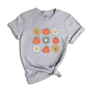 Pumpkins Flowers Halloween Shirt, Vintage Floral Pumpkins Shirt, Retro Pumpkin Shirt, Fall Shirt, Halloween Shirt, Retro Halloween Shirt