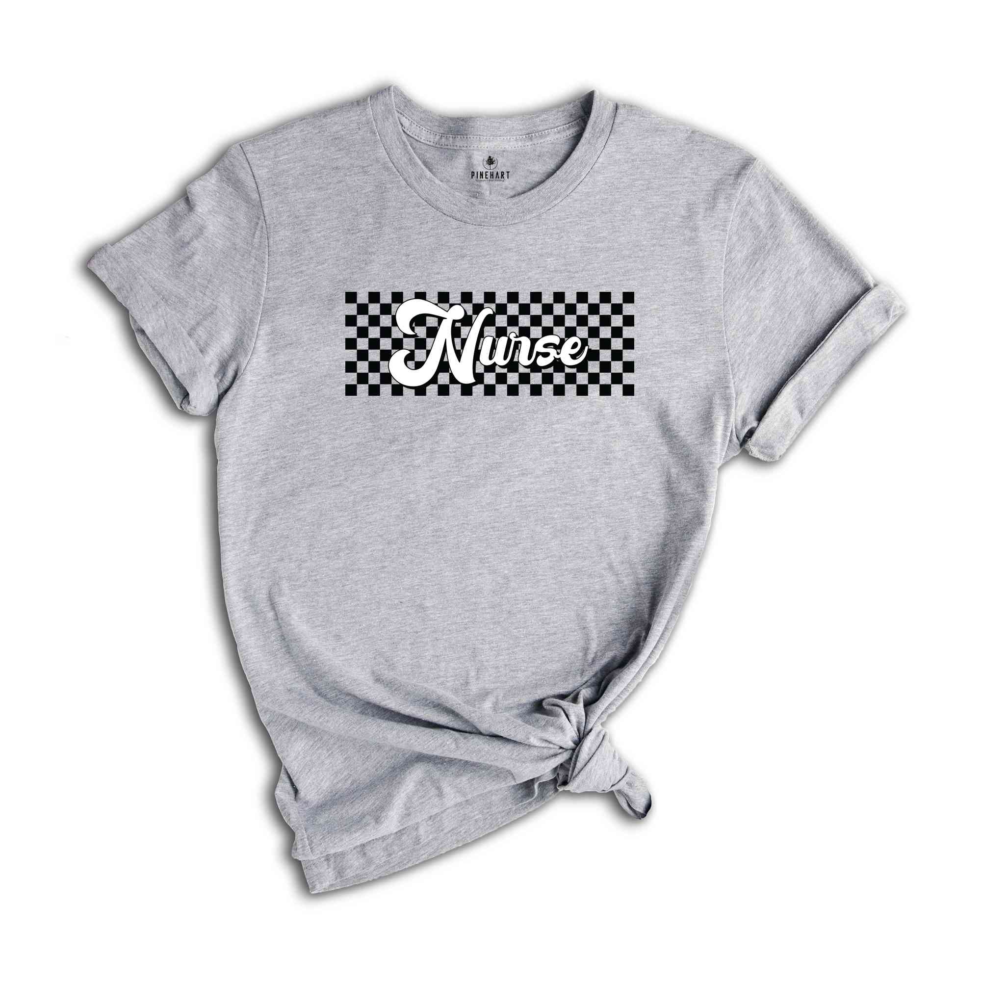 Checkered Nurse Shirt, Retro Nurse Shirt, Gift For Nurse, RN Shirt, Registered Nurse Shirt, New Nurse Shirt, Nursing Graduation Shirt