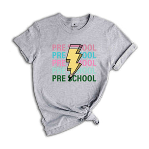 Pre School Pencil Shirt, Pencil Bolt Shirt, Retro Shirt, Back To School Shirt, School Shirt, Teacher Shirt, Pencil Shirt, Teacher Gift