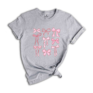 Pink Bow Trendy Shirt, Ribbon Bow Pullover Shirt, Cute Little Bow Shirt, Pink Bow Shirt, Ribbon Tee, Cute Ribbon Shirt