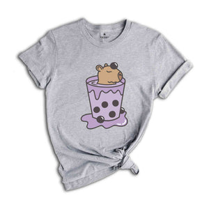 Cute Capybara T-Shirt, Capybobara Shirt, Capybara Lover T-Shirt, Capybara In A Cup Tee, Boba Tea Lover Shirt