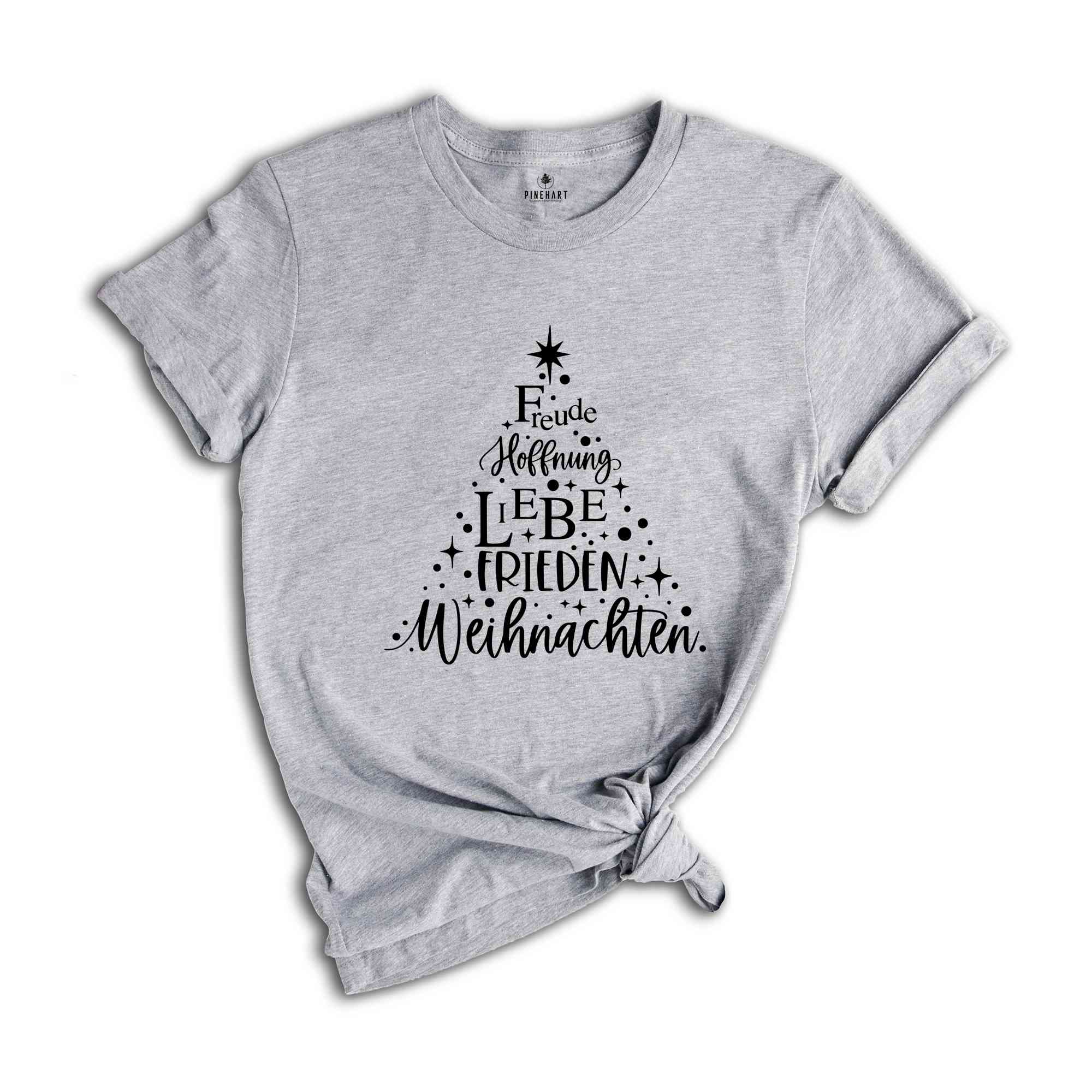 Freude Hoffnung Liebe Frieden Weihnachten T-Shirt, German Christmas Shirt, Christmas Tree Tee, Family Christmas Gift