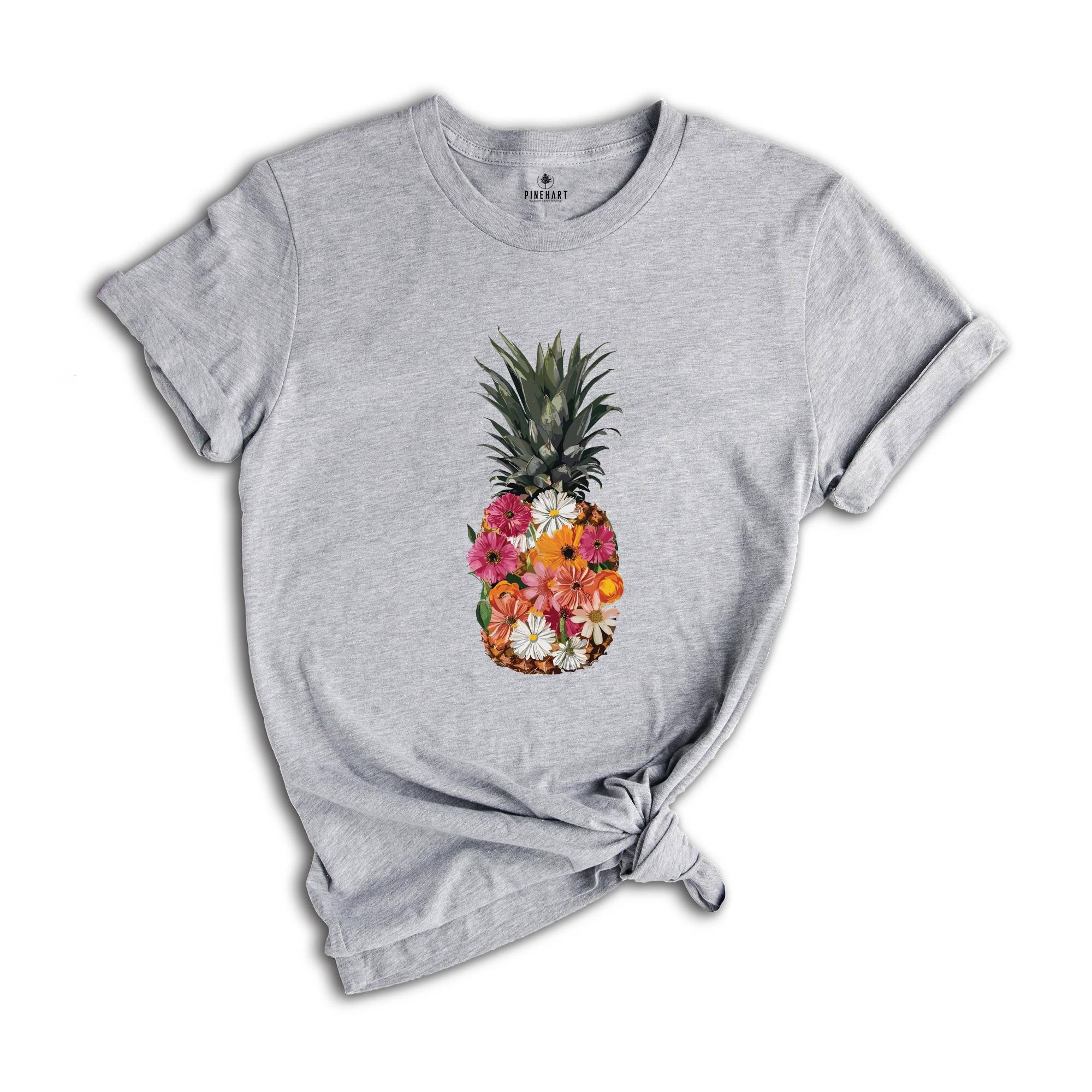 Pineapple Flower Shirt, Cute Hawaii Shirt, Flower Shirt, Aloha Beaches Shirt, Travel Shirt, Matching Family Vacation Shirt